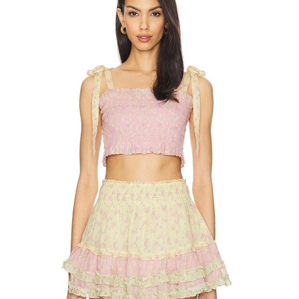 Loveshack Fancy Floral Pink and Yellow Top